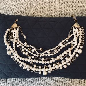 Faux Pearl and Gold chunky / layered necklace